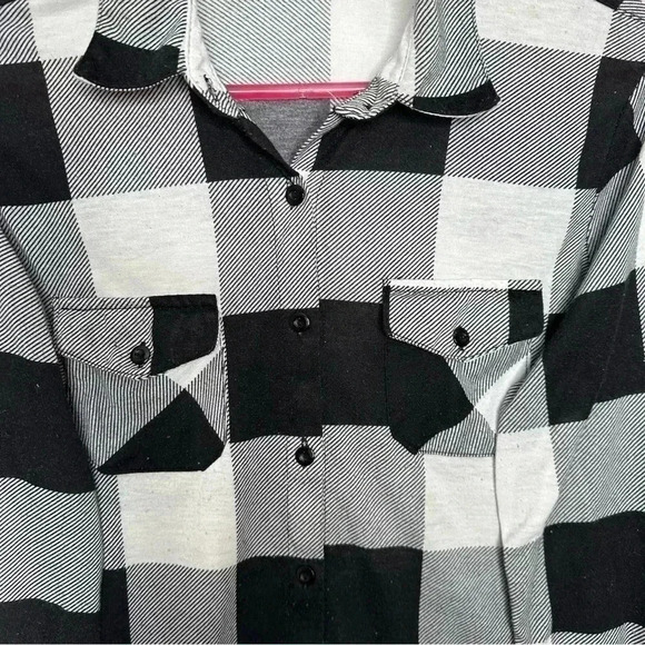 Ardene Button Up Shirt Plaid Black & White Size Large - Picture 4 of 16